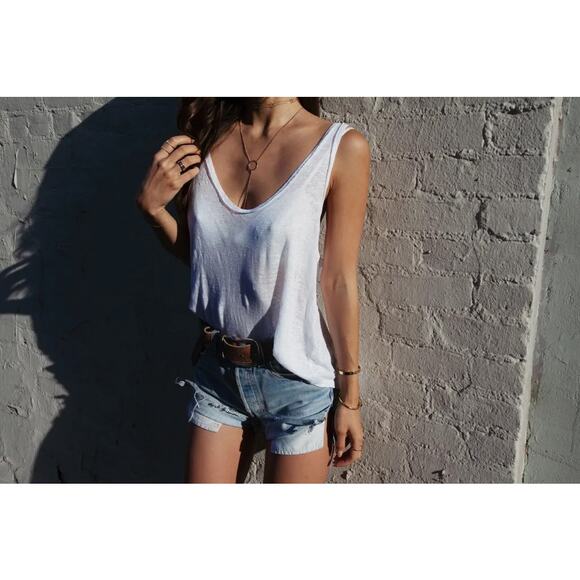 Are You Am I - Ludi Semi Sheer Linen Tank Top in White / Size XS/S - Picture 5 of 5